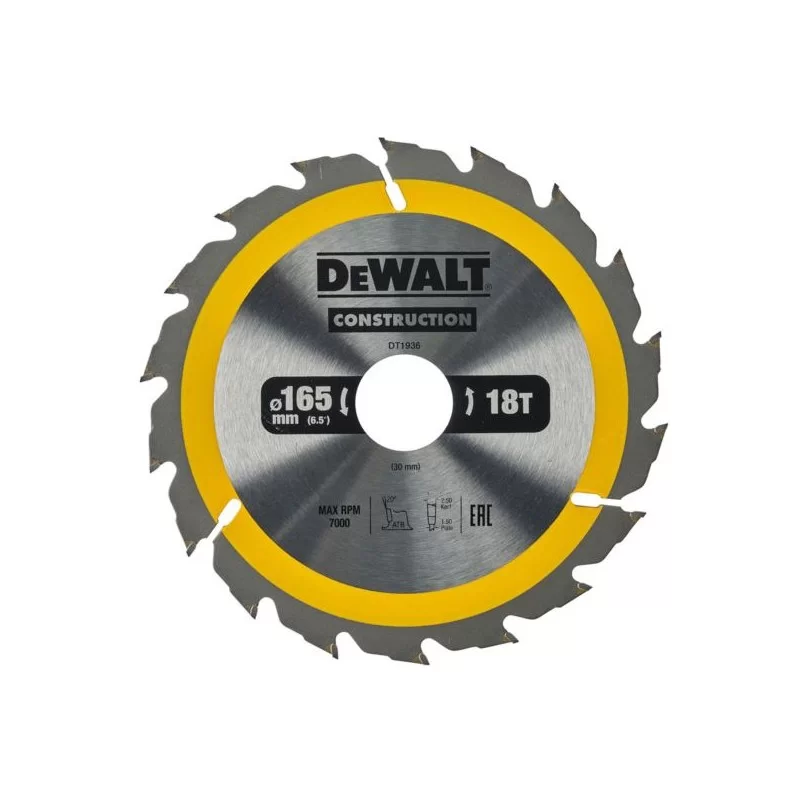 Piła tarczowa do drewna DeWALT DT1936 165x30mm 18T z widią