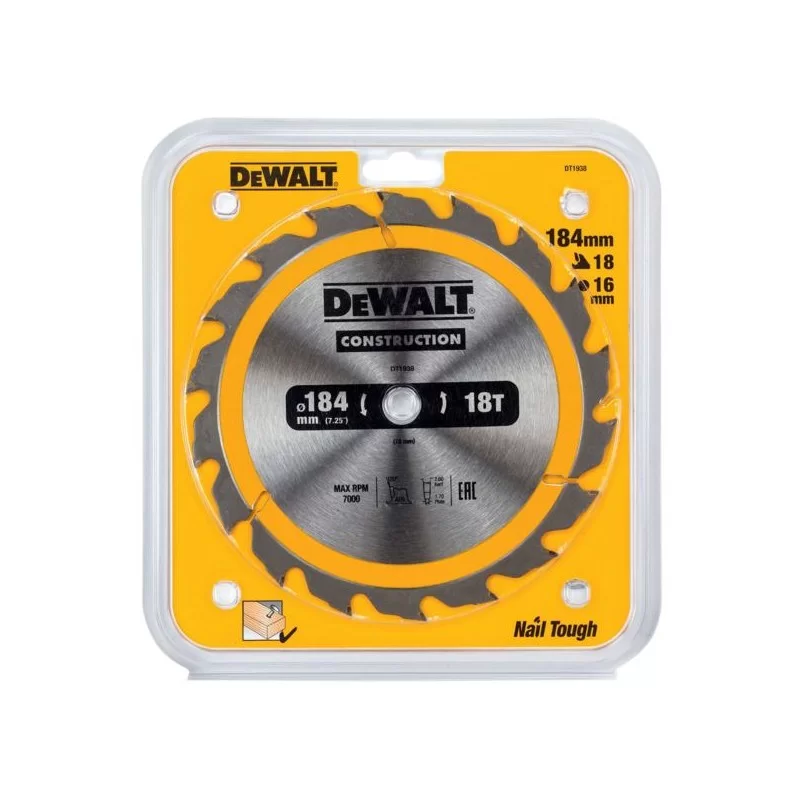 Piła tarczowa do drewna DeWALT DT1938 184x16mm 18T z widią