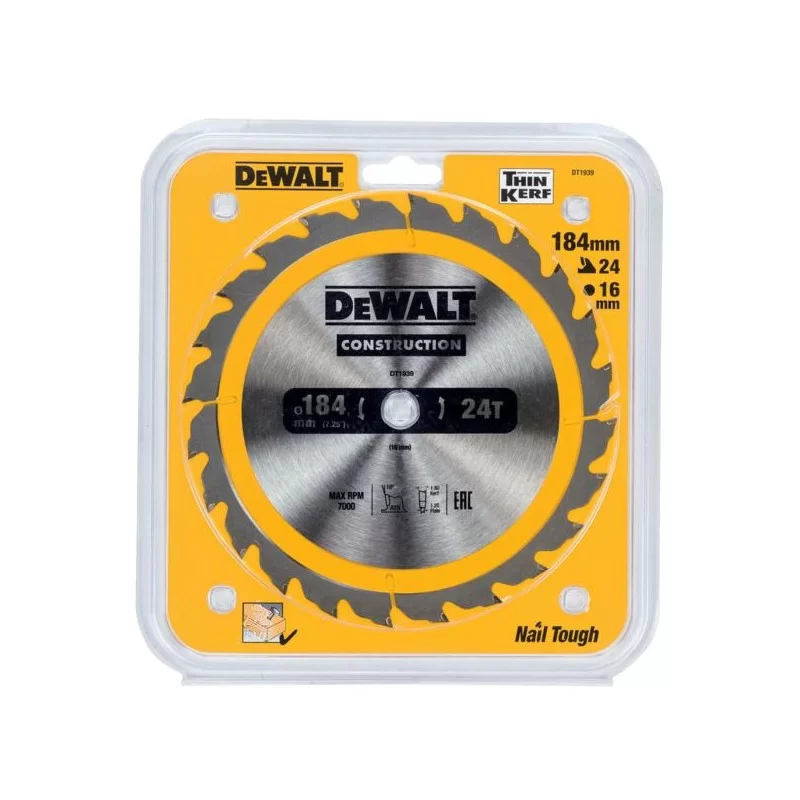 Piła tarczowa do drewna DeWALT DT1939 184x16mm 24T z widią