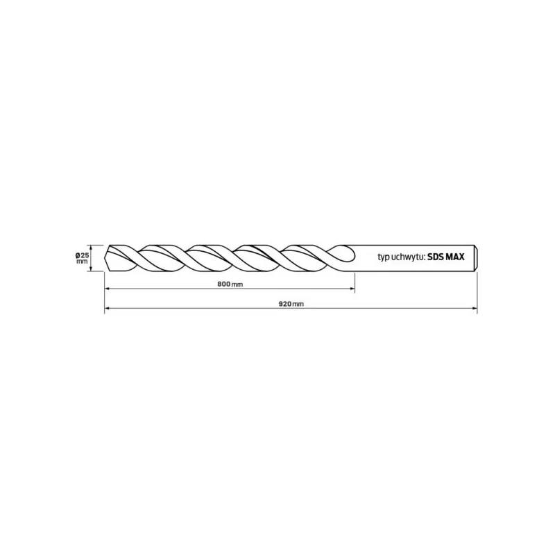 Wiertło SDS MAX 25x920/800 2 spir 4 ostrz HiKOKI
