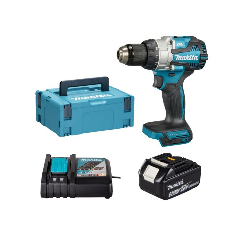 Akumulatorowa wkrętarka udarowa Makita DHP489RF1J LXT 18V 1x3Ah BL 73Nm 2 biegi hamulec walizka