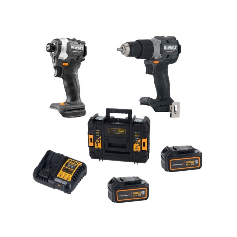 Zestaw COMBO DeWALT DCK200MP2T McLaren F1 wkrętarka DCD85M i zakrętarka DCF85M + 2x5Ah ładowarka i walizka