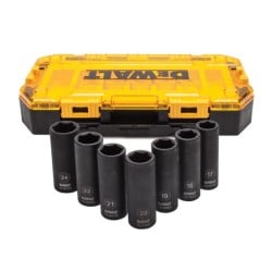 Klucz udarowy DeWALT DCF899P2 XR 18V 2x5Ah BL 950Nm 1/2'' + zestaw 7 nasadek udarowych DeWALT DWMT74737-0 rękawice walizka