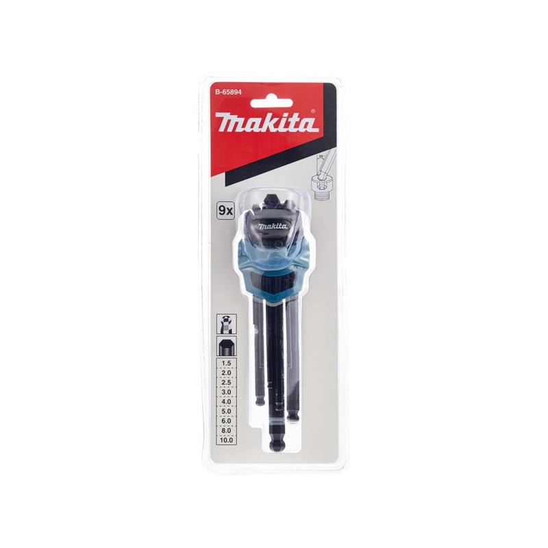 Zestaw 9 kluczy imbusowych 1,5-10mm Makita B-65894