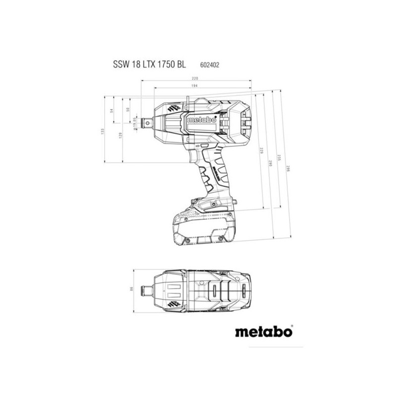 Klucz zakrętak udarowy Metabo 602402840 BL SSW 18V LTX 1750Nm 3/4’’ BODY walizka