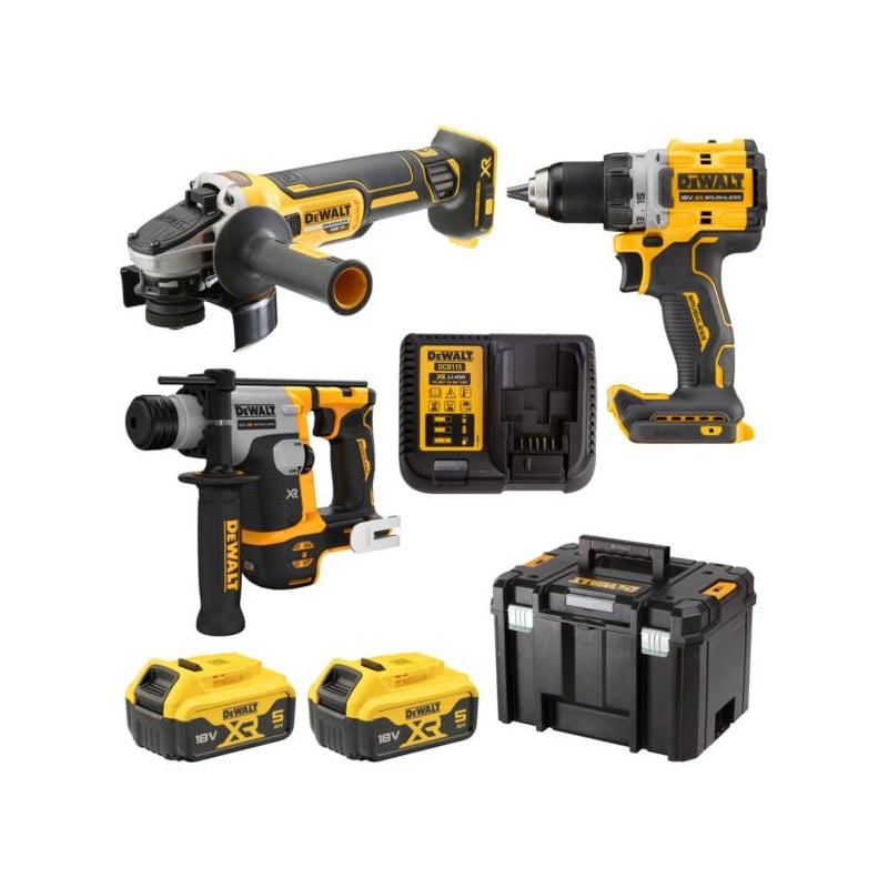 Zestaw COMBO DeWALT DCK355P2T-QW 3 narzędzi: DCD800, DCG405, DCH172 + 2x5Ah, ładowarka + walizka