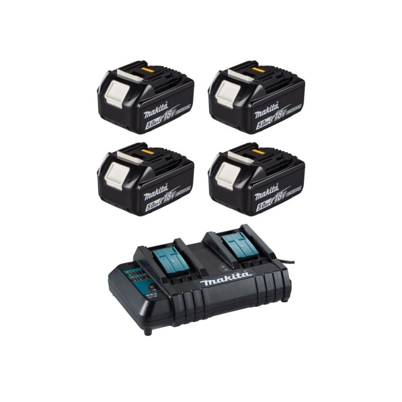 Zestaw zasilający Makita ładowarka 2-portowa DC18SH + 4 akumulatory 5Ah BL1850B