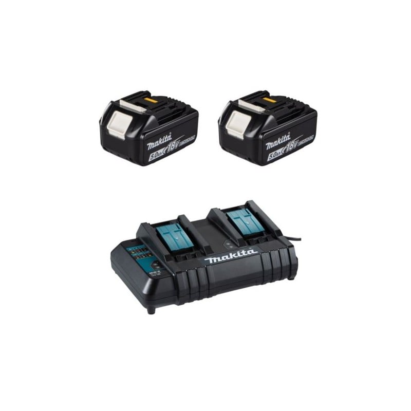 Zestaw zasilający Makita ładowarka 2-portowa DC18SH + 2 akumulatory 5Ah BL1850B