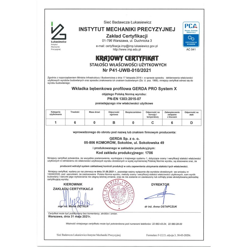2 wkładki GERDA: 40/55 + G40/55 + 5kl nikiel PSX