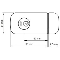 Zamek wierzchni 2-bębenkowy 60mm biały LOB TB62