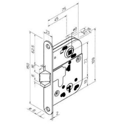 Zamek wpuszczany Assa Abloy 2014 na wkładkę 72/45 srebrny