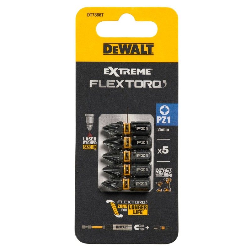 Bit udarowy DeWALT DT7386T-QZ PZ1 25mm 1/4'' EXTREME FLEXTORQ 5szt.