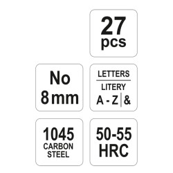 Komplet znaczników literowych YATO YT-6863 stal 8mm