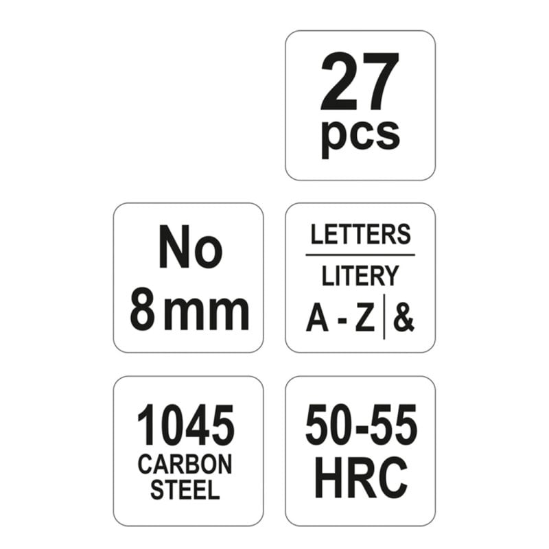 Komplet znaczników literowych YATO YT-6863 stal 8mm