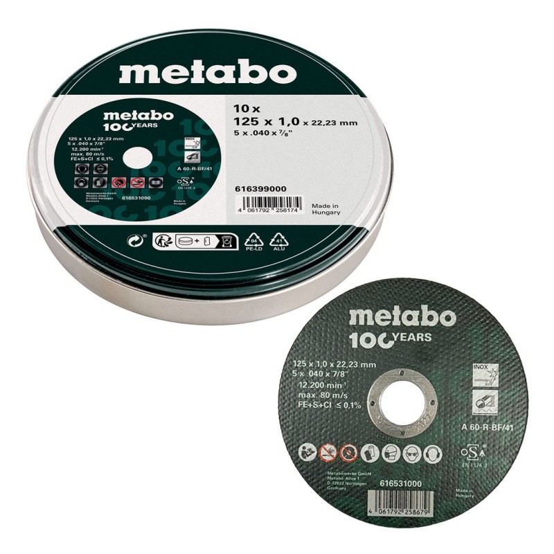 Tarcza do cięcia metalu Metabo 616399000 125x1mm INOX dysk 10szt.