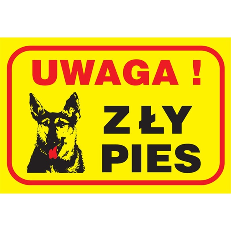Tablica ostrzegawcza RAWPOL Z-R79-F 130x190 mm UWAGA! ZŁY PIES