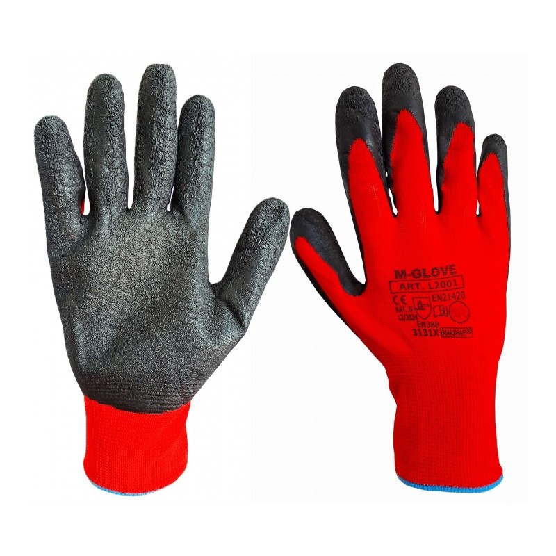 Rękawice robocze powlekane lateksem M-GLOVE L2001 RED 3131X 12szt. rozm. 8