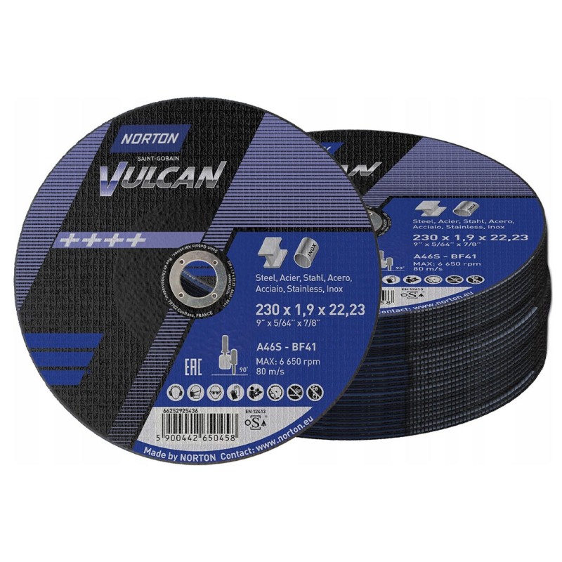 Tarcza do cięcia metalu NORTON VULCAN 230x1,9mm INOX 50szt.+ powerbank