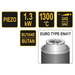 Palnik gazowy Vorel 73413 1,3kW PIEZO 1300°C regulacja płomienia