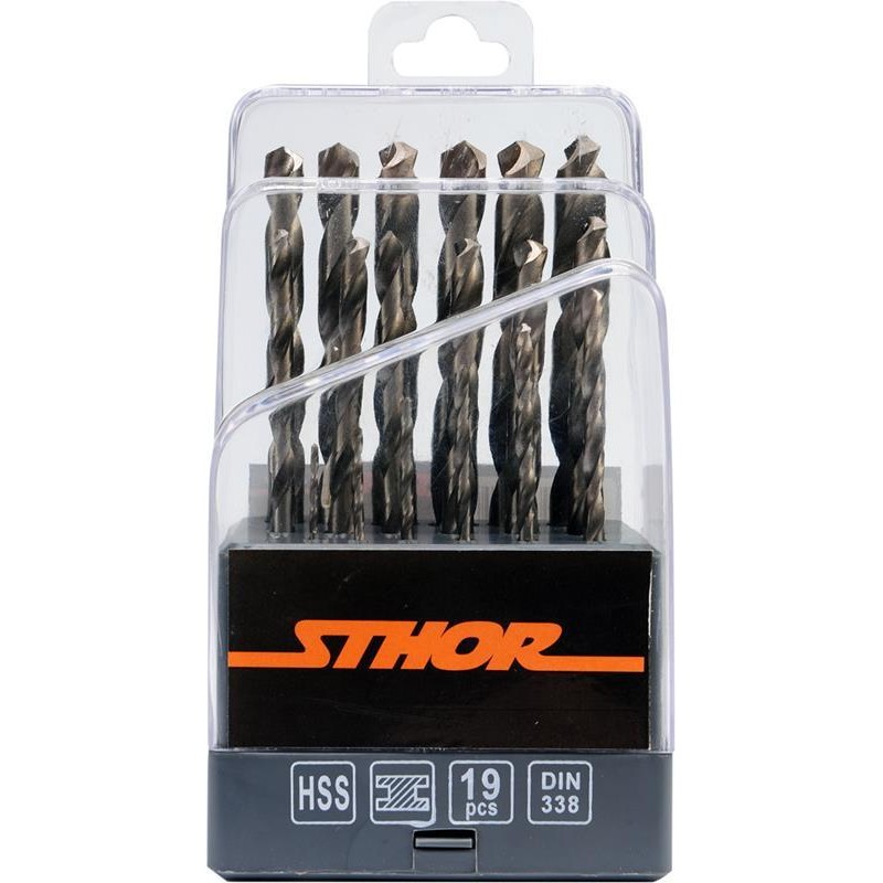 Wiertła do metalu Sthor 21999 HSS 1-10 mm szlifowane DIN338 19 szt.