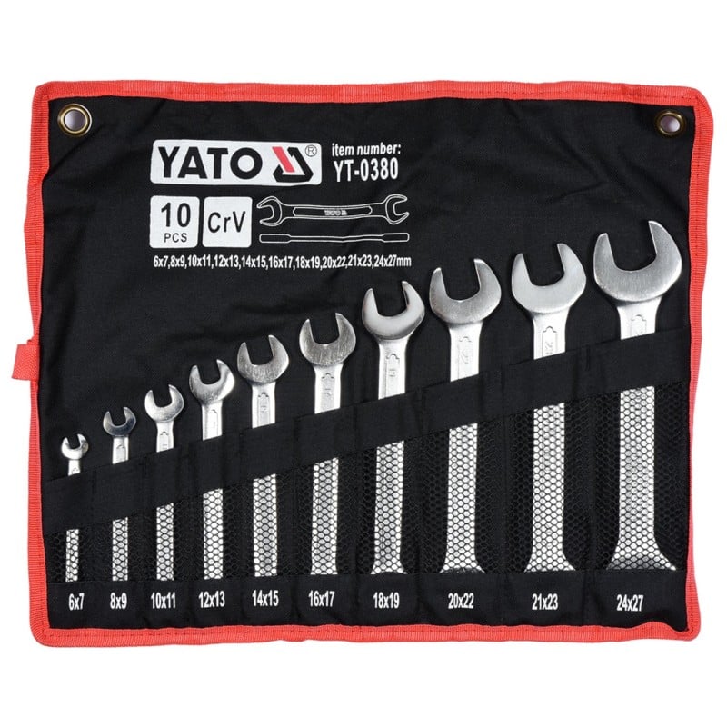 Zestaw kluczy płaskich Yato YT-0380 6-27 mm CrV satyna 10 szt.
