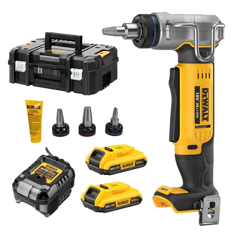 Rozszerzacz do rur PEX DeWALT DCE400D2-QW 18V XR 2x2Ah 3 głowice walizka