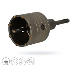 Otwornica GEKO G40001 65mm SDS Plus z wiertłem prowadzącym i adapterem M22