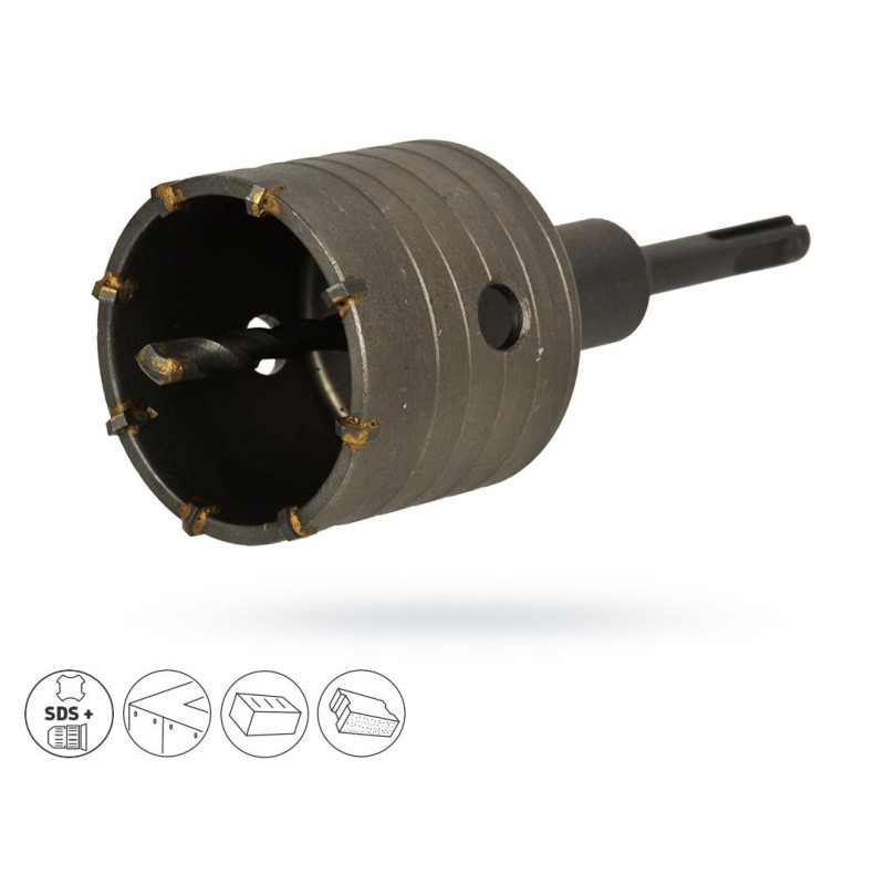Otwornica GEKO G40001 65mm SDS Plus z wiertłem prowadzącym i adapterem M22