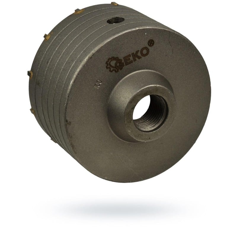 Otwornica GEKO G40005 100mm SDS Plus z wiertłem prowadzącym i adapterem M22