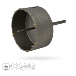 Otwornica GEKO G40010 150mm SDS Plus z wiertłem prowadzącym i adapterem M22
