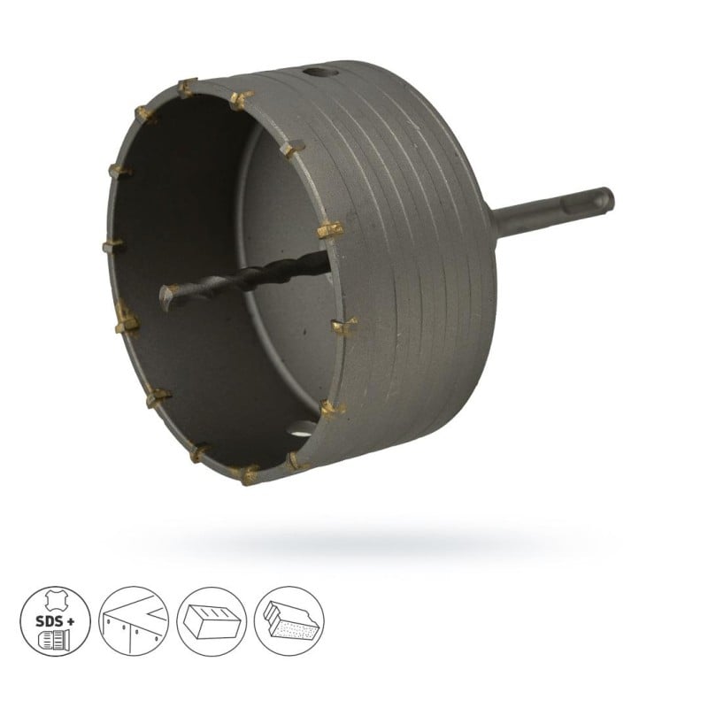 Otwornica GEKO G40010 150mm SDS Plus z wiertłem prowadzącym i adapterem M22