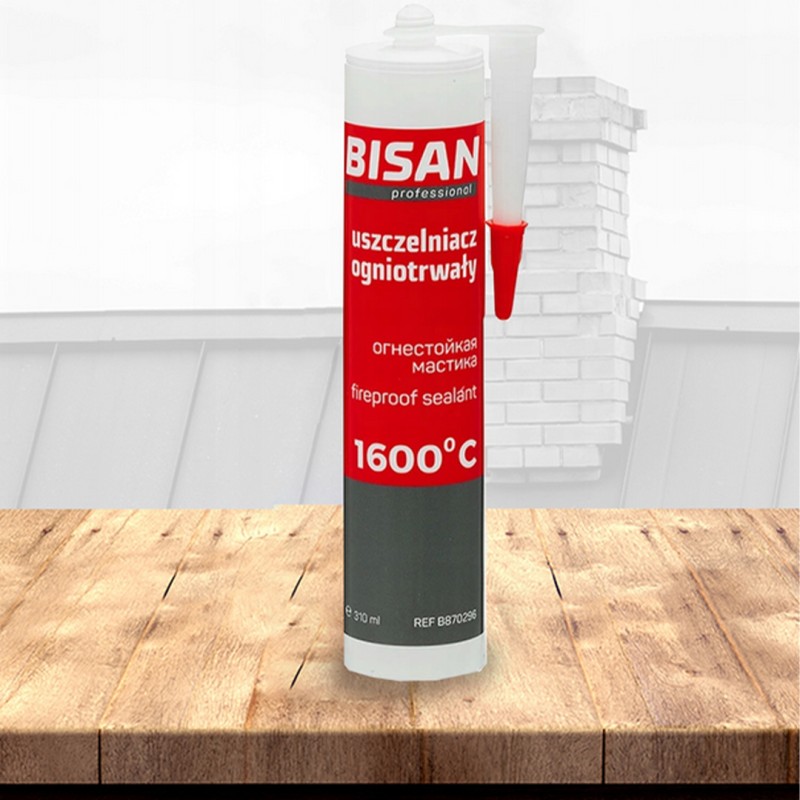 Uszczelniacz ogniotrwały do pieców kominków BISAN B870296 1600C 310ml czarny