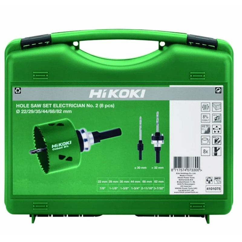 Zestaw otwornic uniwersalnych HiKOKI 4101075 4/6TPI bimetal 22-82mm 8 części