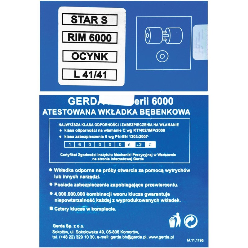 wkładka GERDA Star S RIM 6000 S (stary typ)