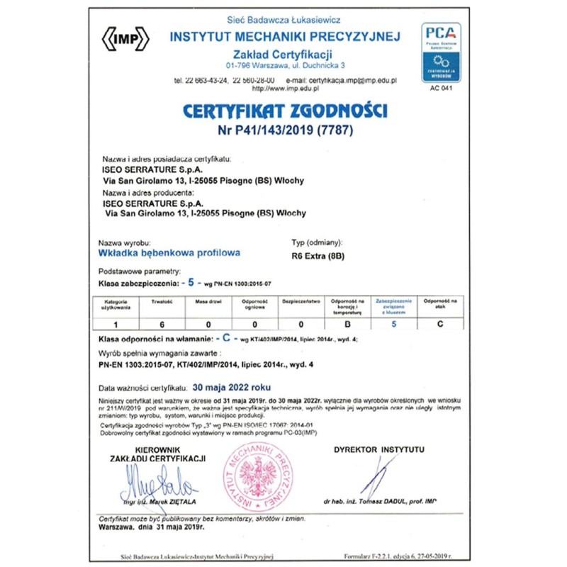 Wkładka bębenkowa dwustronna z gałką ISEO IS-8B59-505075B