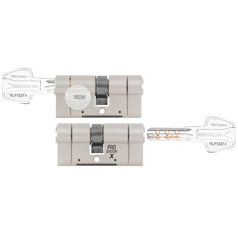 Wkładka klucz - klucz antywłamaniowa z zabierakiem 45/45 nikiel satyna PRO system X (PSX) ATEST C KL 6.2 GERDA 5-kluczy
