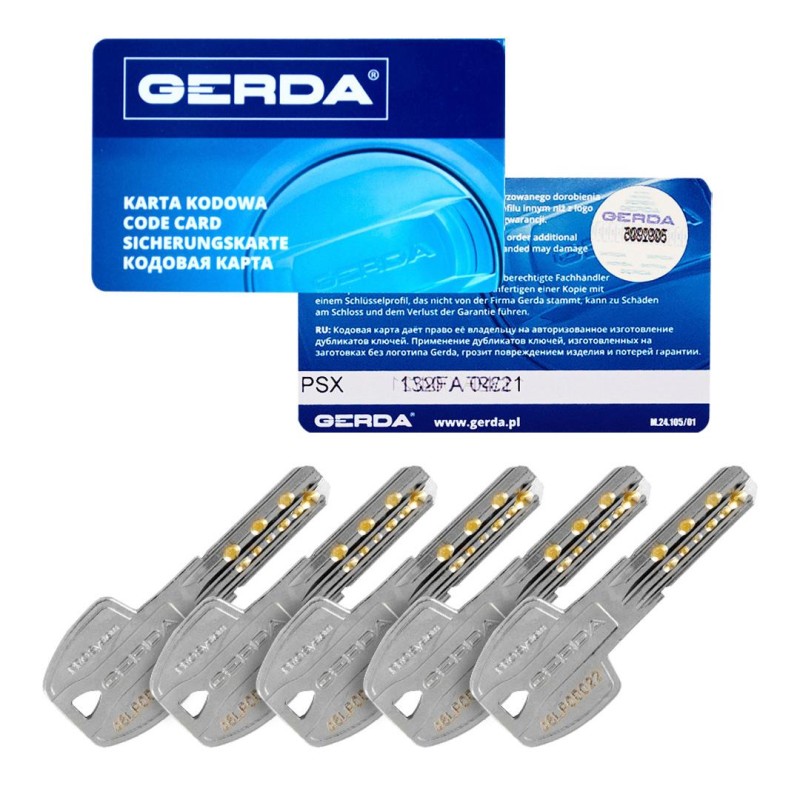 Wkładka 35/35 + wkładka 35/35 GERDA PSX nikiel satynowy ATEST 6D 5kl