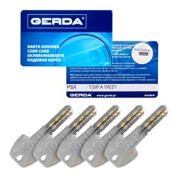 Wkładka z gałką GERDA PSX 30G/40 ATEST C KL 6.2 nikiel satynowy zębatka 5 kluczy
