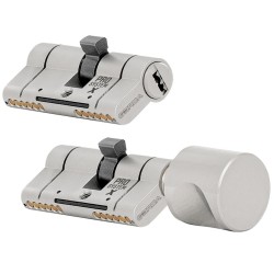 Wkładka 30/40 + wkładka z gałką 40G/30 GERDA PSX nikiel satynowy ATEST 6D 5 kluczy