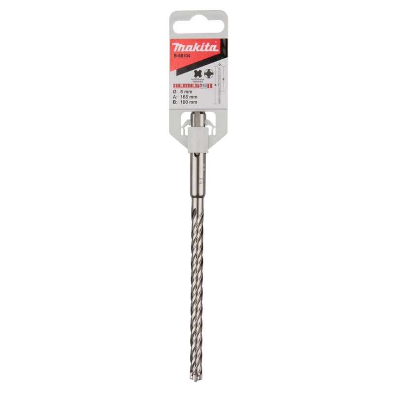 Wiertło udarowe do betonu Makita B-58104 Nemesis2 SDS+ 8x165/100mm 4-ostrza 4-spirale