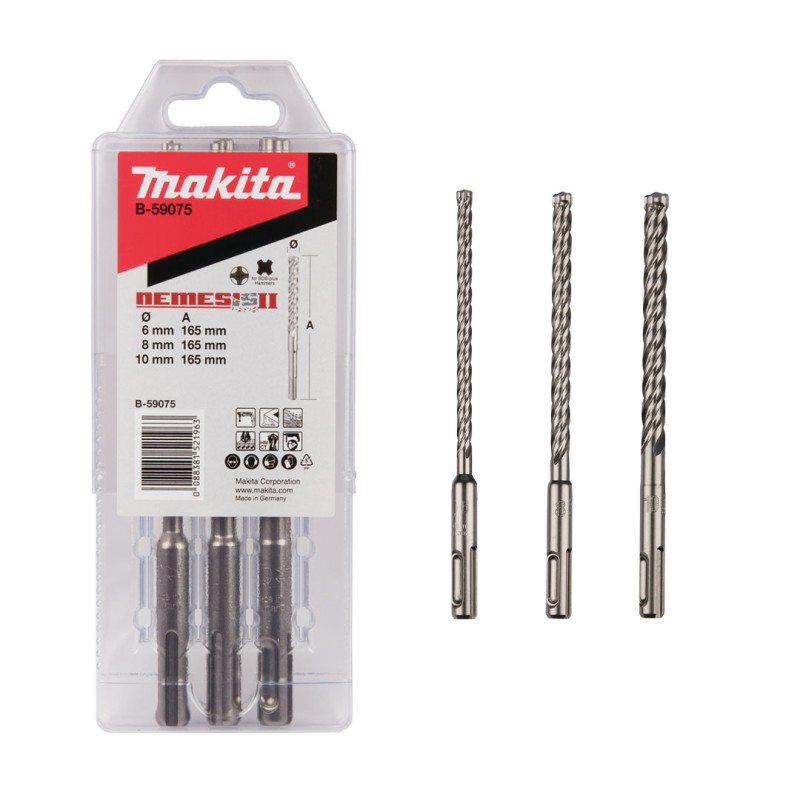 Zestaw wierteł udarowych Makita B-59075 Nemesis2 SDS+ 165mm 4-ostrza 4-spirale 3szt.