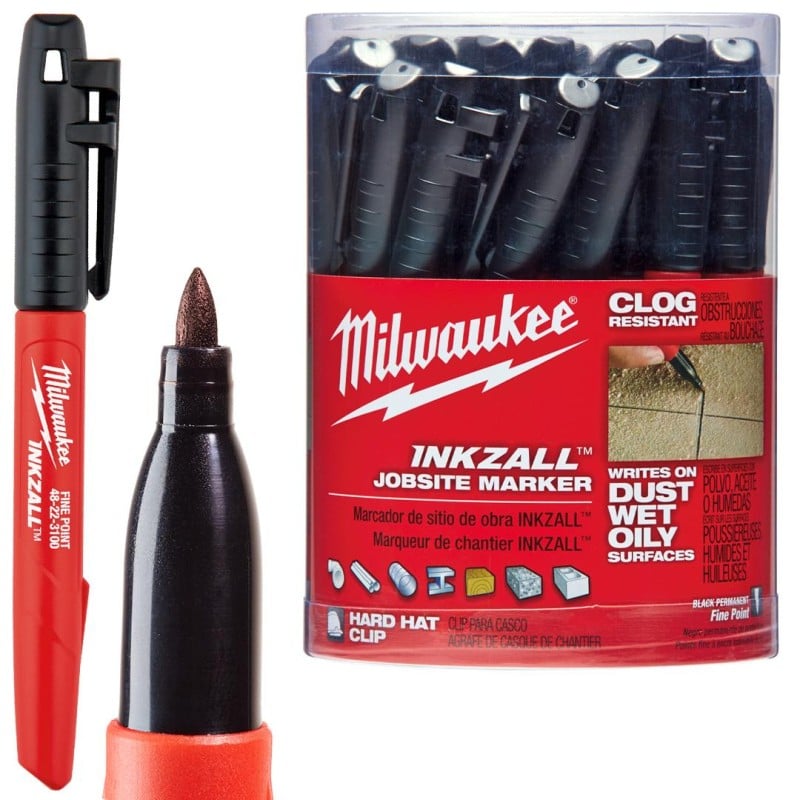 Marker budowlany Milwaukee 48223100 INKZALL 1mm wodoodporny czarny 36szt