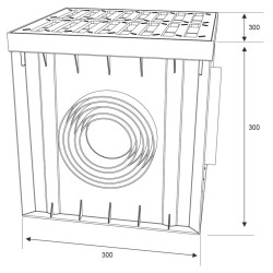 Studzienka rewizyjna 300x300 mm z kratką żeliwną C250 25t