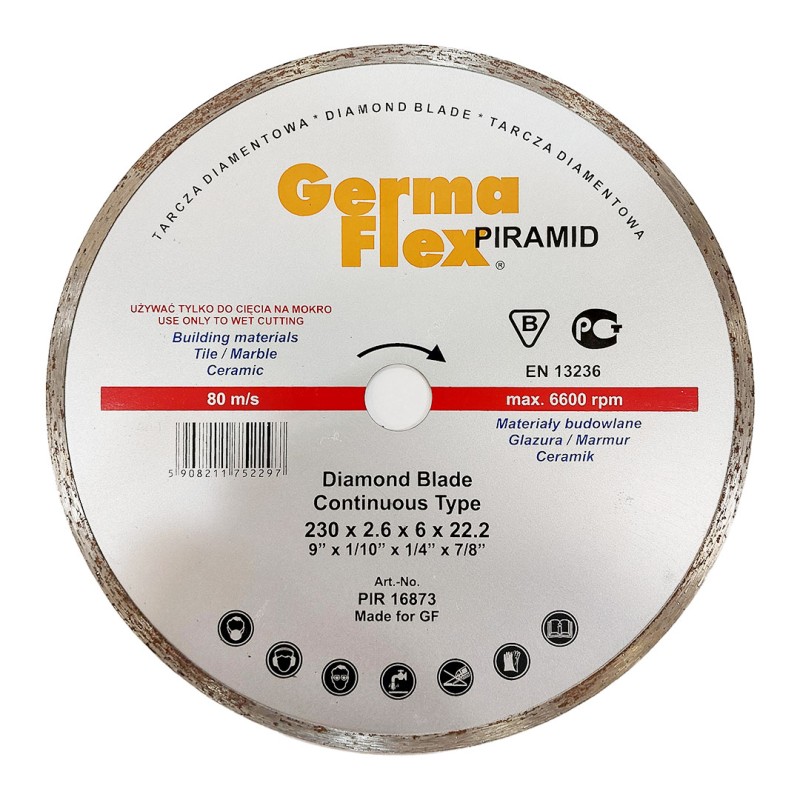 Tarcza diamentowa pełna Germa-Flex PIRAMID PIR16873 230x2,6x22,2mm na mokro