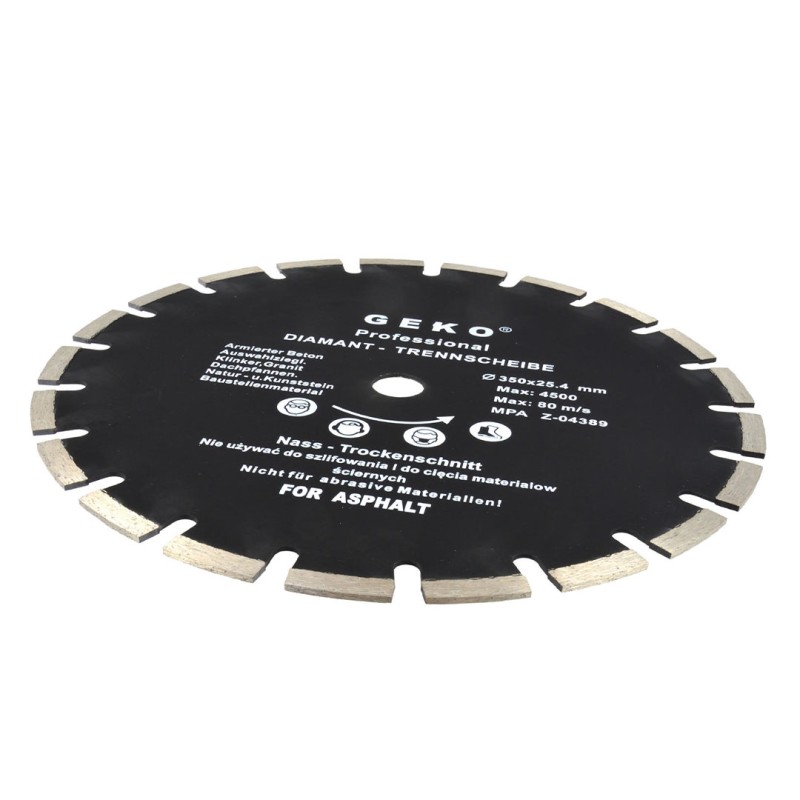 Tarcza diamentowa segmentowa GEKO G00279 PROFI 350x25,4mm asfalt sucho/mokro