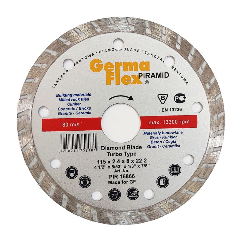 Tarcza diamentowa turbo Germa-Flex PIRAMID PIR16866 115x2,4x22,2mm sucho/mokro