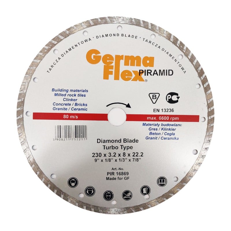 Tarcza diamentowa turbo Germa-Flex PIRAMID PIR16869 230x3,2x22,2mm sucho/mokro