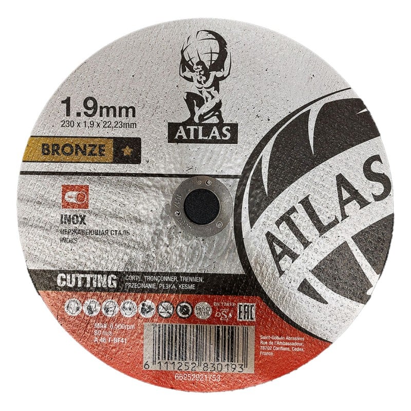 Tarcza do cięcia metalu ATLAS BRONZE 230x1,9x22,23mm INOX A60T-BF41