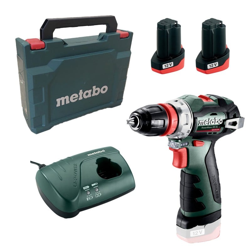 Wiertarko-wkrętarka Metabo 601749500 PowerMaxx BS BL Quick 12V 2x2Ah walizka