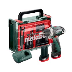 Wiertarko-wkrętarka Metabo 600080710 PowerMaxx BS Basic SET 12V 2x2Ah akcesoria